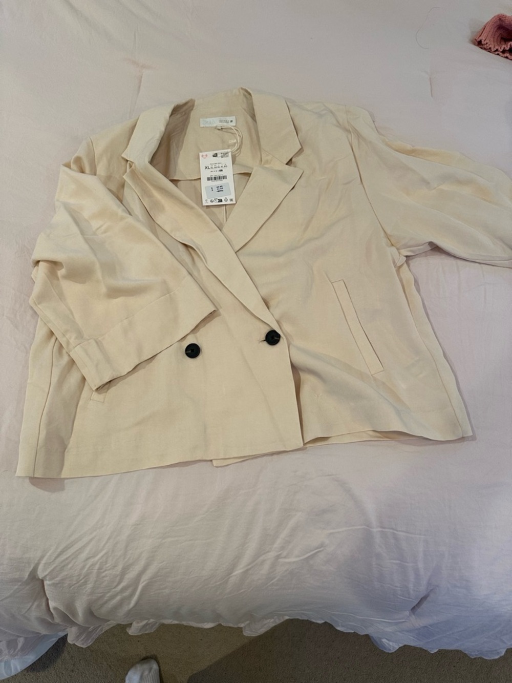 Zara Light Cream Double-Breasted Women's Blazer